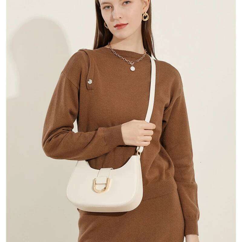 Genuine Leather Niche Design Underarm Shoulder Bags For Women Trend Fashion Crossbody Purses Saddle Ladies Handbags