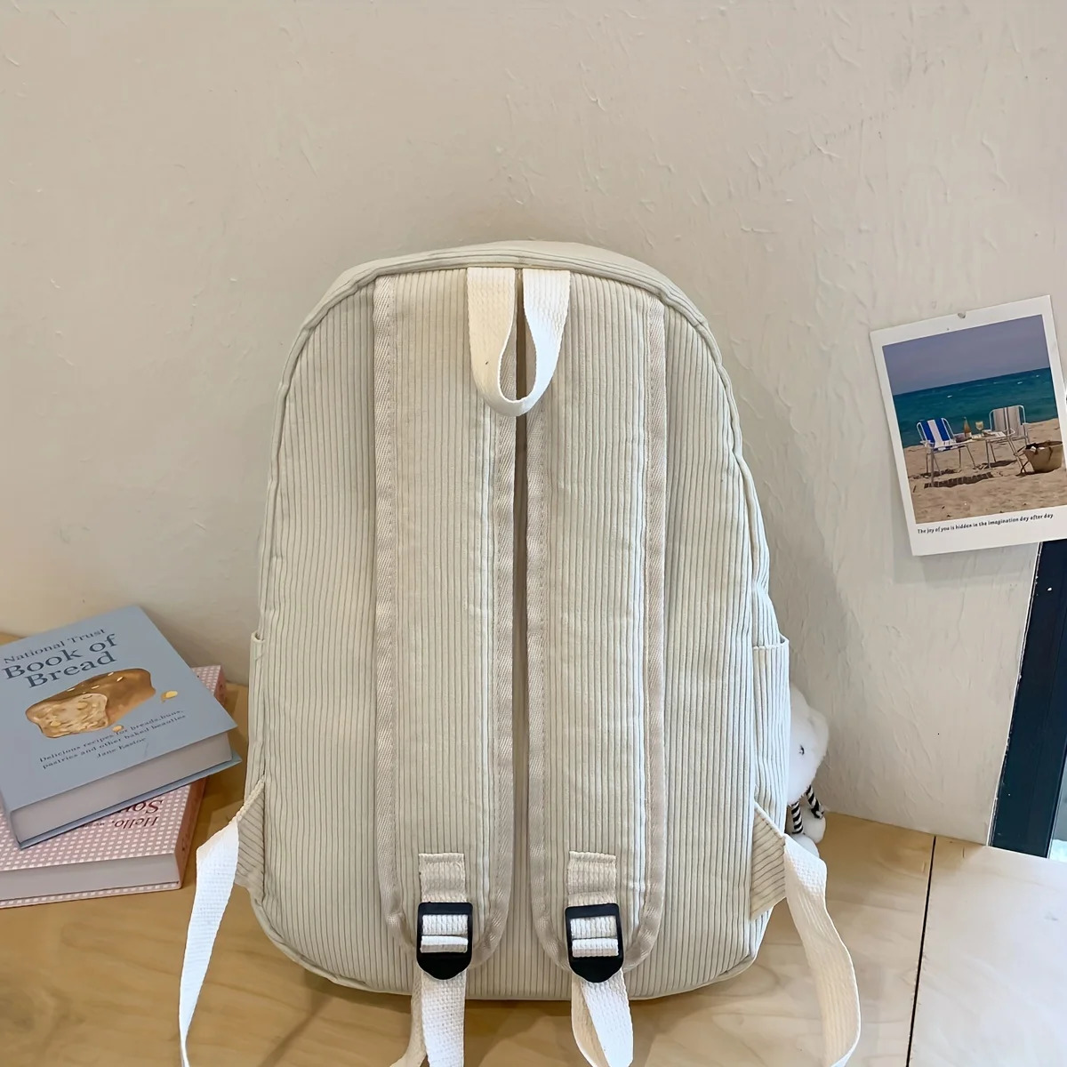 Simple Casual Schoolbag for Women Japanese Corduroy Solid Color Lazy Style Travel Backpack High School Student Backpack250813