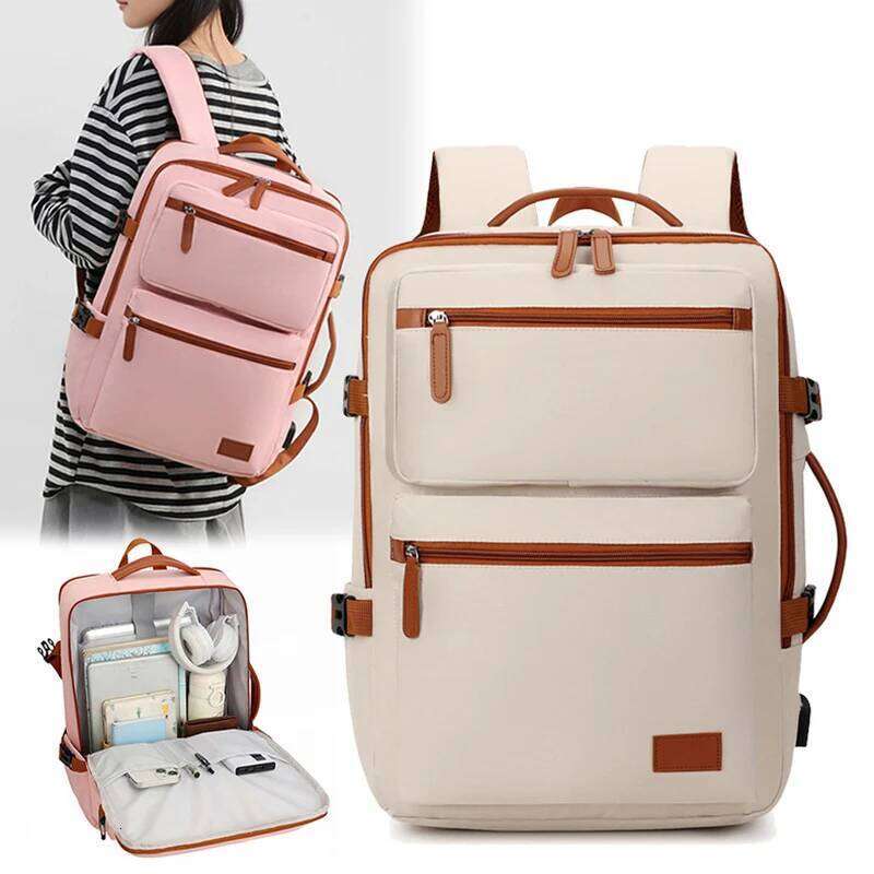 Women Backpack Business Computer Rucksack Waterproof Knapsack With USB Charging Scalable Outdoor Large Capacity Travel Bag