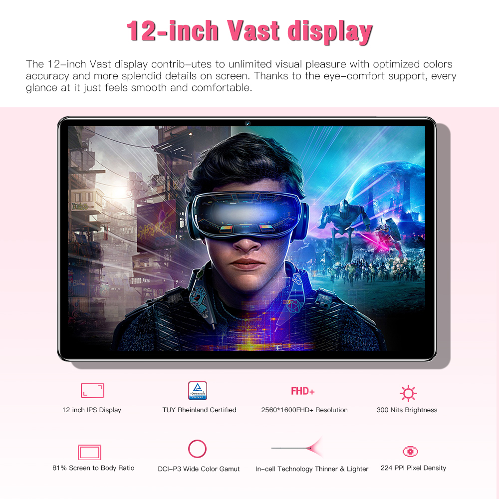 Tab Ultra Tablet PC 12 inch HD Screen Android 14 ,Snapdragon 865 CPU,16GB+1TB Android Tablet,24MP+48MP Camera ,8800mAh Battery, 5G Dual SIM Card