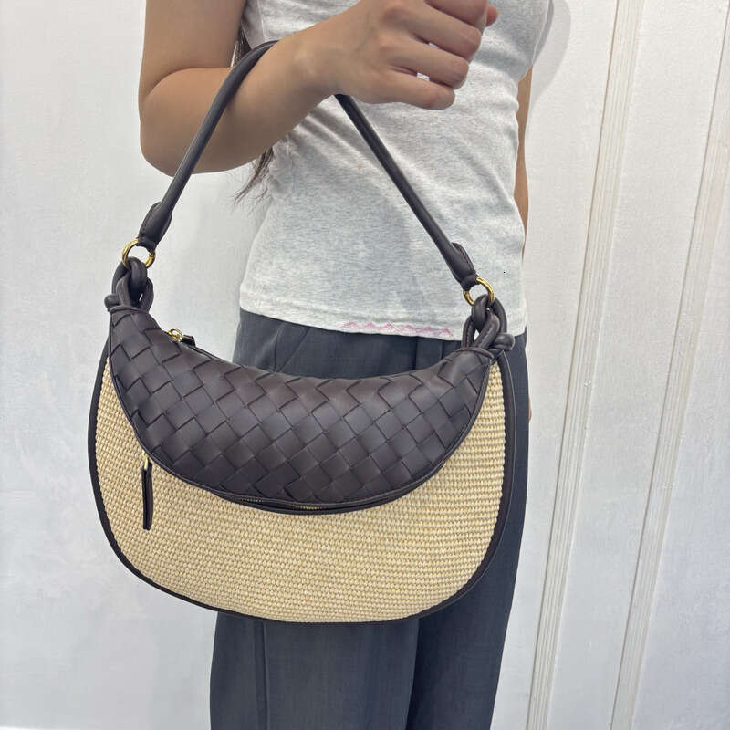 Leather Bag Women Handbag Braided Bag New High End Handmade Raffia Woven Niche Twin Bags Handheld Crossbody Versatile Shoulder Bag