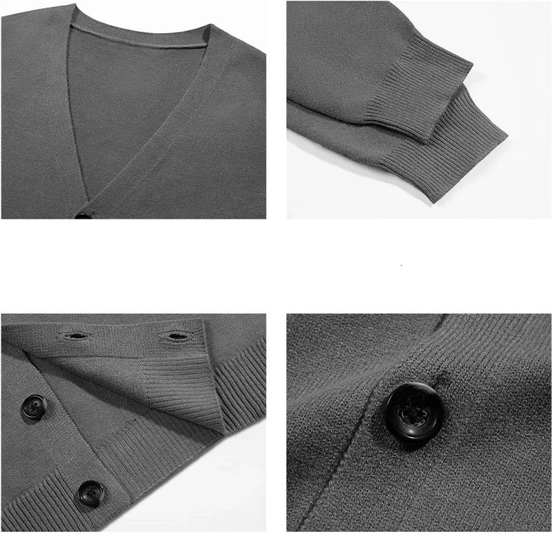 Mens Lightweight Cardigan Sweater SingleBreasted VNeck Knitted Cardigans Casual Long Sleeve Solid Outwear 250819