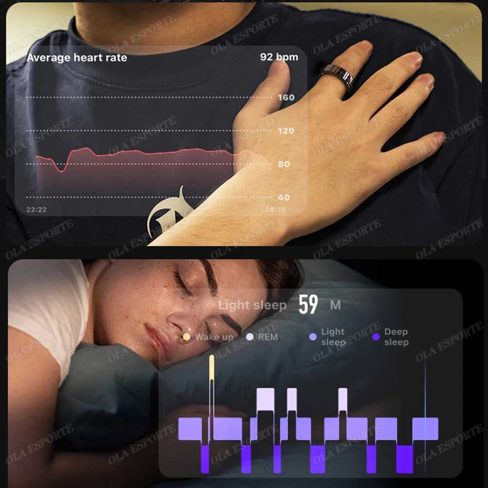 2025 New Smart Ring Blood Pressure Heart Rate Monitoring Smart Ring IP68 5ATM Waterproof Multi-sport Mode Smart Ring for Men and Women W250819