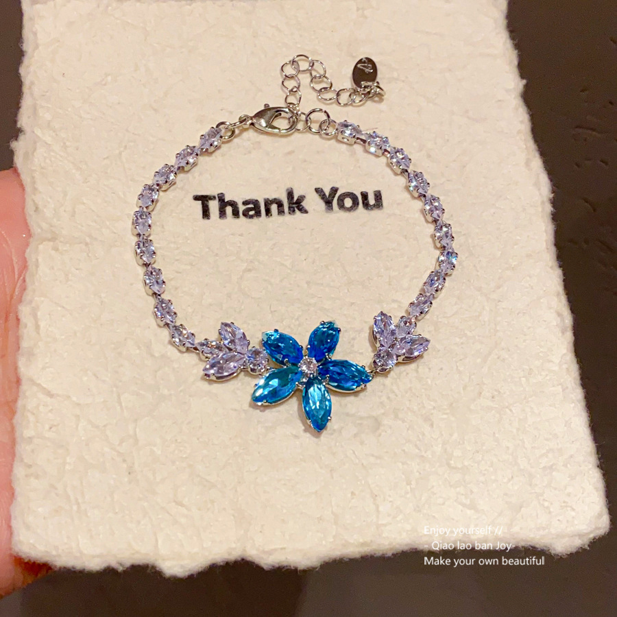 Silver Tone Floral Bracelet With Pink And Purple Crystal Accents Elegant Daily And Party Wear Gift For Her High Quality And Stylish Jewelry