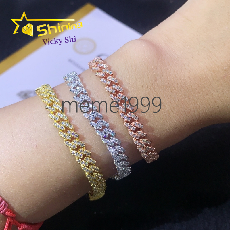 Fine Jewelry 925 Sterling Silver Cuban Link Chain 6MM High Quality Pass Diamond Tester Moissanite Cuban Bracelet