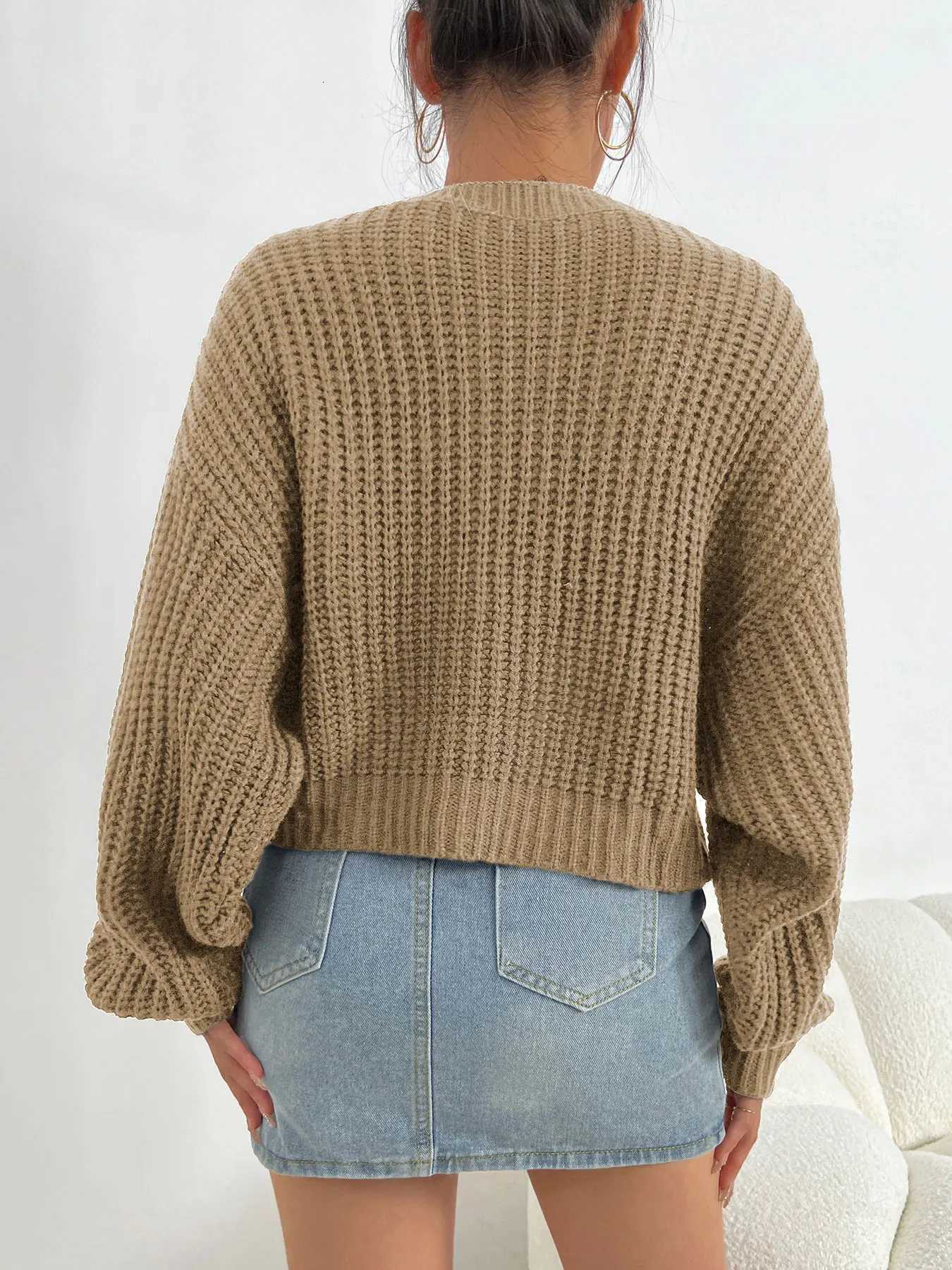 Womens Solid Round Neck Batwing Sleeve Sweater Casual Long Sleeve Crew Neck Jumper for Spring and Fall Womens Knitwear XJ250819
