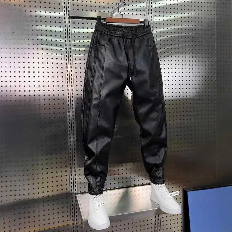 Leather Pants Mens Hip Hop Harem Loose Trousers Outdoor Jogger Sweatpants Luxury Elastic Waist Waterproof Mens Pants W250819