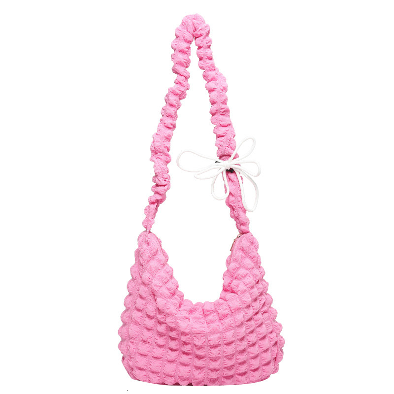2025 Autumn Korean Fold Cloud Handbag Fashion Large Capacity Soft Crossbody Bag for Girls Solid Color Simple Bubble Bag for Women Crossbody Bag Casual