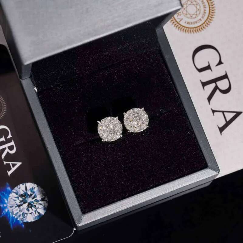 Fine Pass Tester Stocks Sterling Sier Iced Out Hip Hop Jewelry VVS Sparkling Moissanite Stud Earring Men Earrings