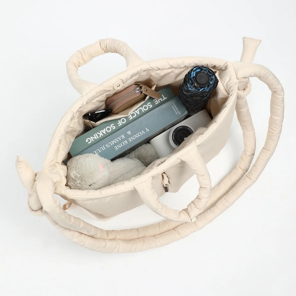 Puffer Backpack For Women Handbag With Top Handle Shoulder Bag Soft Lightweight Drawstring Puffy Tote Carry On Bag 250814