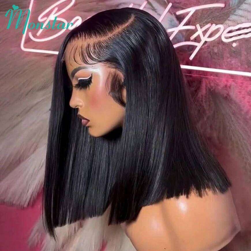 250 Density Raw Vieamese Bone Straight Bob 100 13X6 Hd Frontal 13X4 Lace Front Human Hair Wig 12A