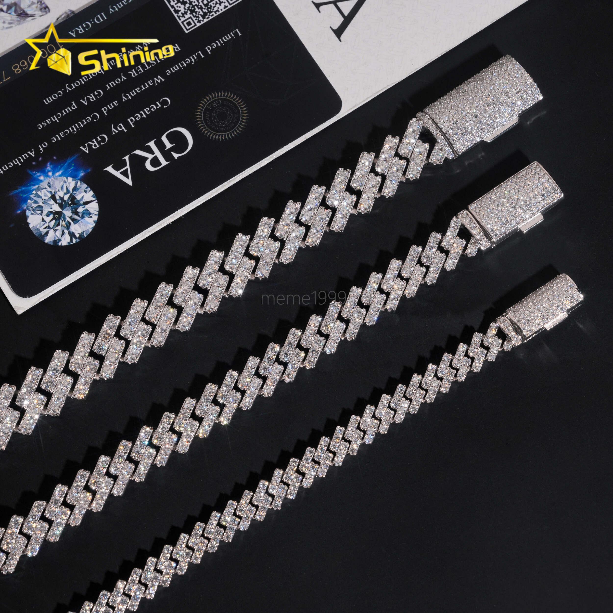 Hot Selling VVS Moissanite Chains Hip Hop 7mm 10mm 13mm One Row Moissanite Cuban Necklace Iced Out Link Chain Men