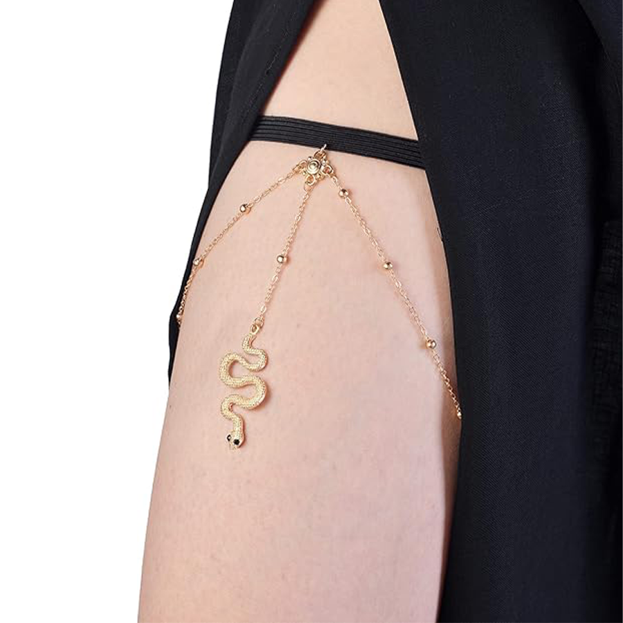 12Pcs Thigh Chains Snake Heart Pearl CZ Leg Chain Boho Layered Body Chain Summer Beach Party Body Jewelry for Women Gold Tone