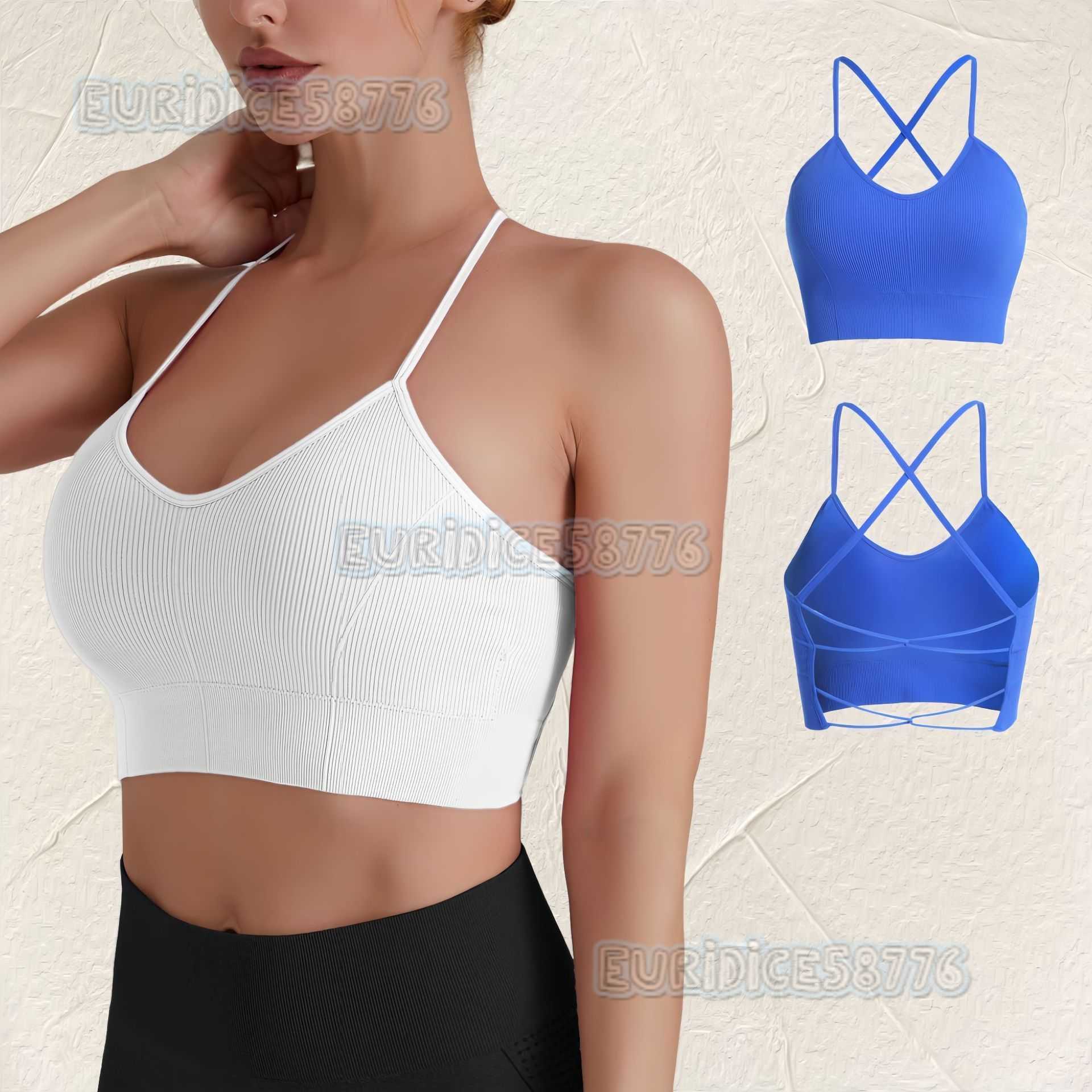 Spring Summer Barely There Yoga Tank Top Breast Collection Sports Bra Buckle Shock Absorption Cross Back Fitness Bra H250819