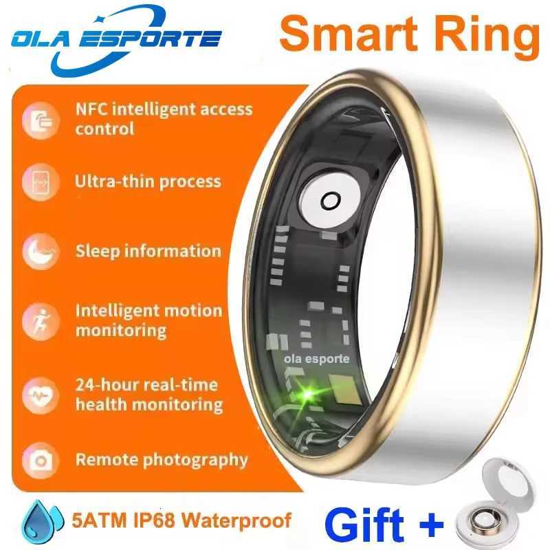 New In Smart Ring for Men Women Health and Sleep Monitor 5ATM Waterproof Multi-sport Mode Couple Ring Gold Colors W250819