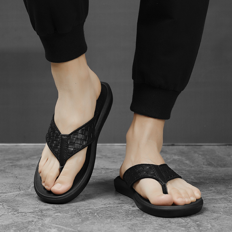 Men's Summer Outdoor Woven Trendy Non-Slip Beach Flip-Flops