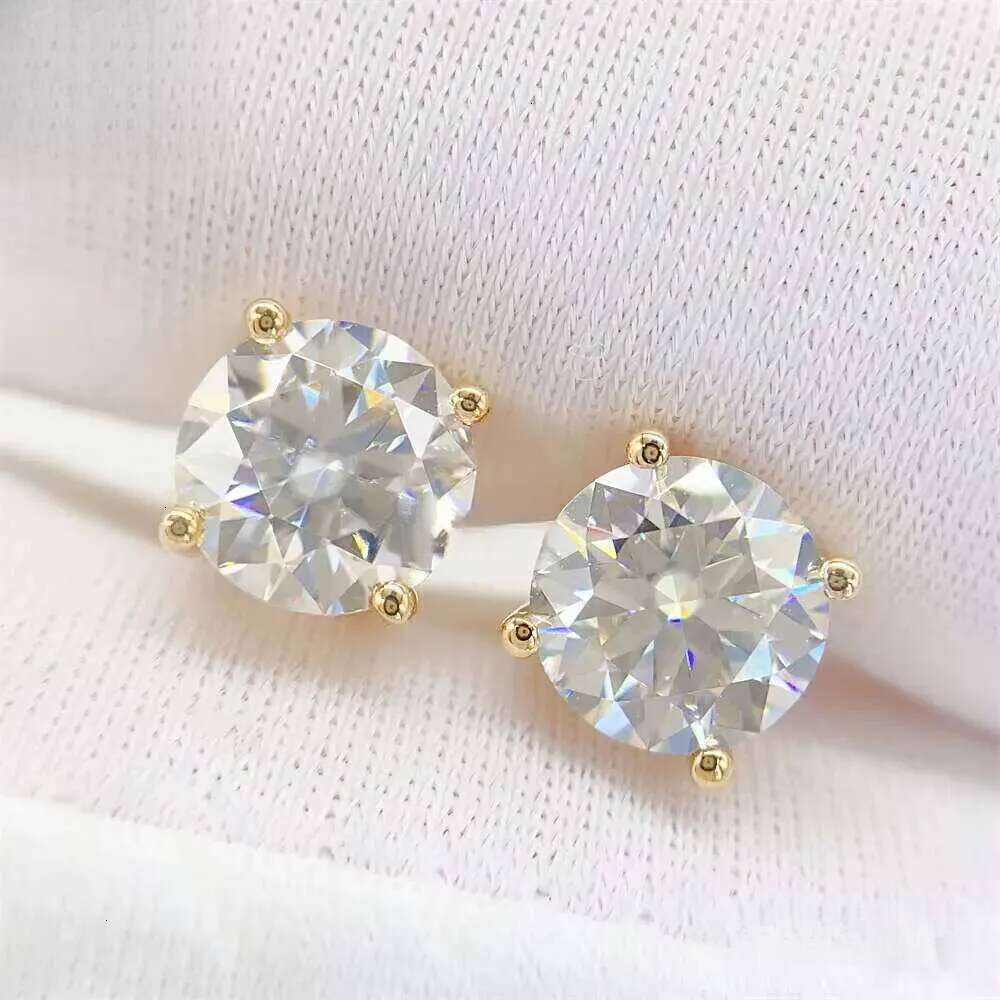 Hot Selling Top Quality Stud Earring Pass Dia Tester Screw Back Hip Hop 10k Solid Gold Earrings Moissanite Jewelry