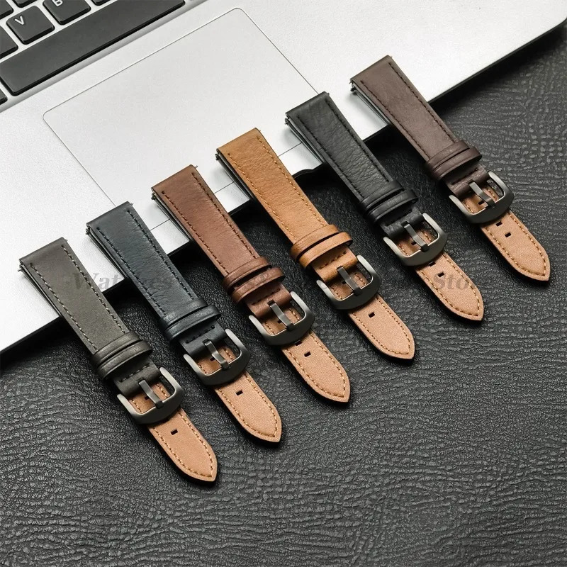 20mm 22mm Leather Strap for Galaxy Watch 7 6 5 4 40mm 44mm GearS3 Band Vintage Brown Bracelet for Watch GT5/GT4/3 250818