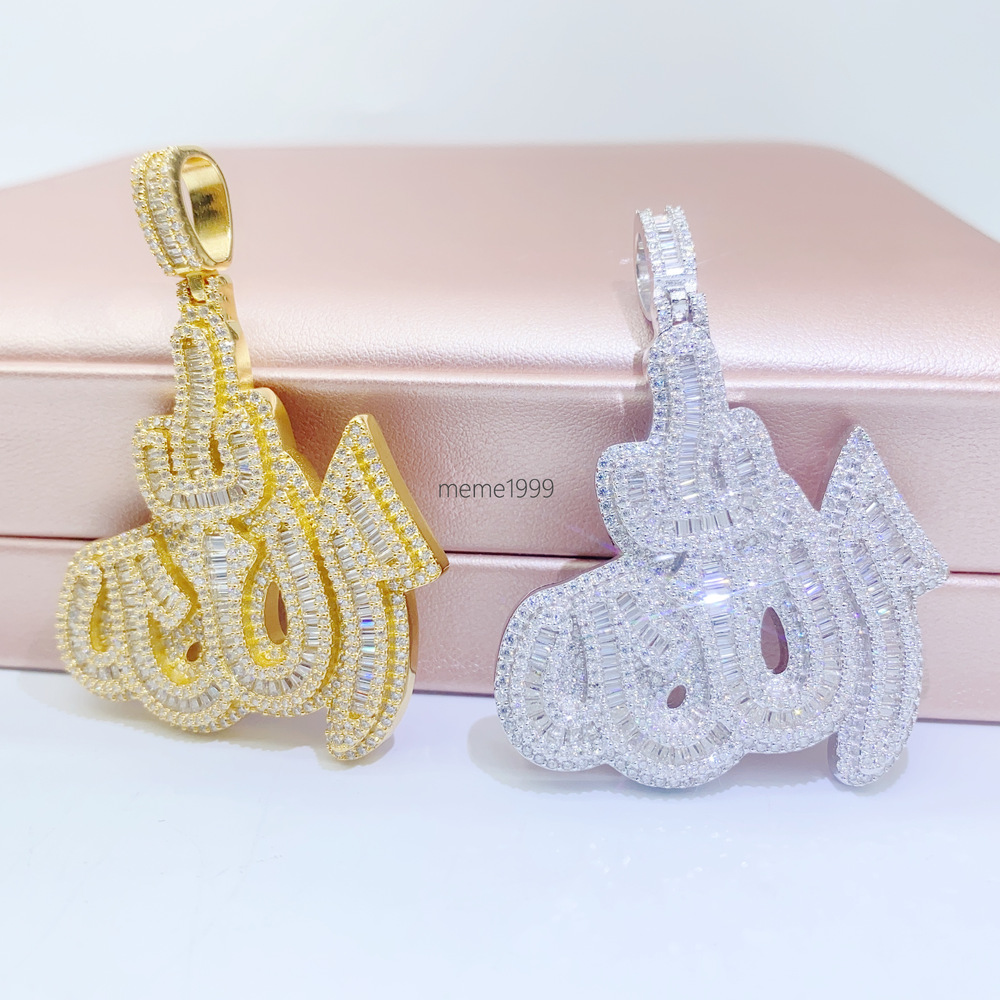 Custom Iced Out Pendant Moissanite Diamond 925 Silver VVS Moissanite Pendant Hip Hop Jewelry Men Necklace