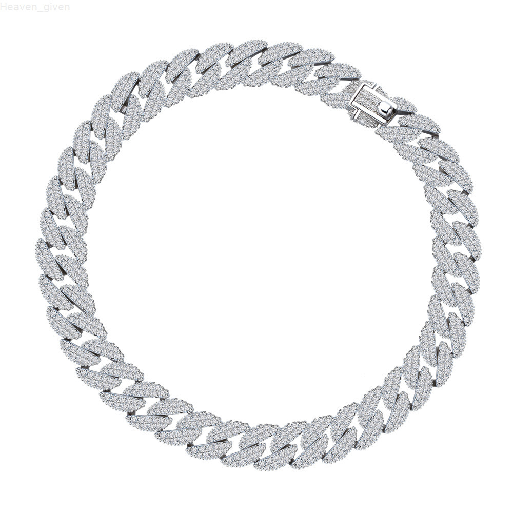 15MM Hip Hop Jewelry Full Pave Diamonds Cuban Link Bracelet S925 Sterling Silver Moissanite Chain