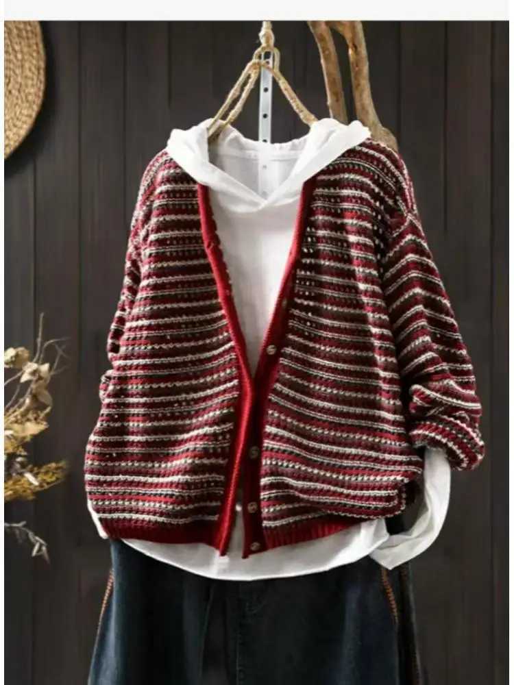 Knitted Sweater For Women Autumn Winter 2025 New Jacket Knitted Versatile Loose Simple Casual Long-sleeve Top Cardigan XJ250819