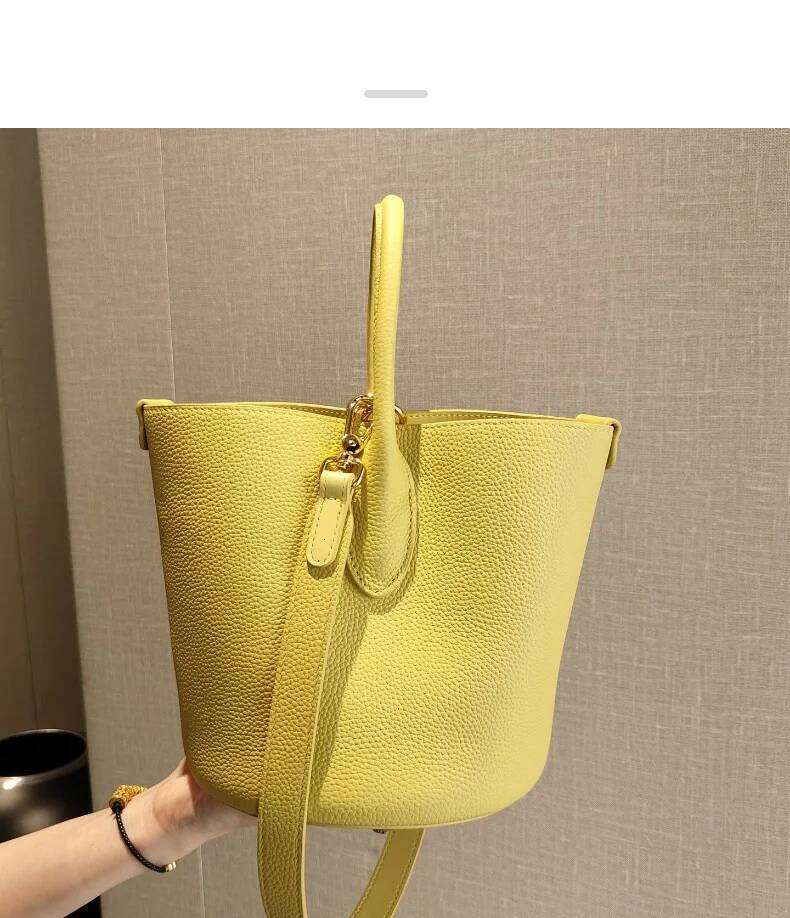 Designer Bags Noble Lavender Purple Round Bucket Tote Small Elegant Cowhide Leather Women's Shoulder Crossbody Fashion Ladies Hand Bag Luxury Bag