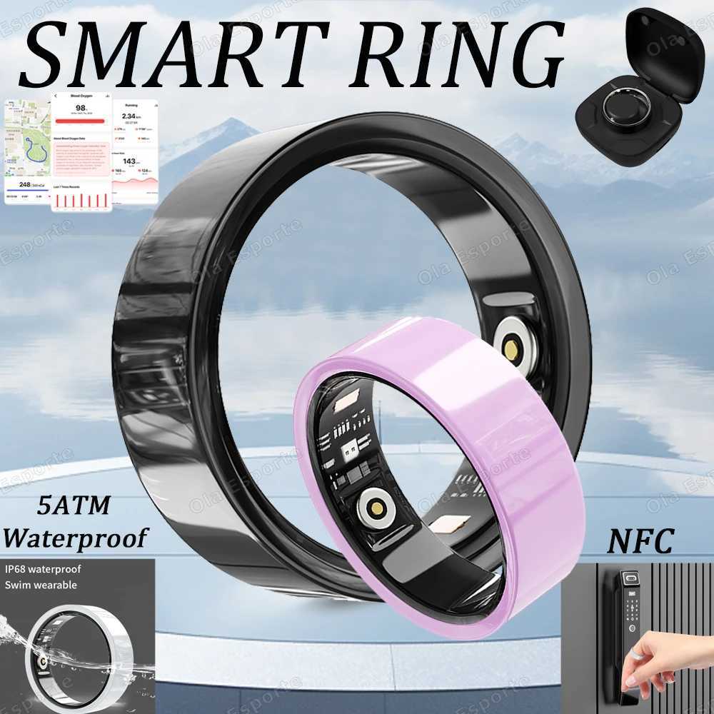 New For Android IOS Ceramic Smart Ring Support NFC Access Control Men Women Heart Rate Sleep Monitor IP68 5ATM Waterproof Rings W250819