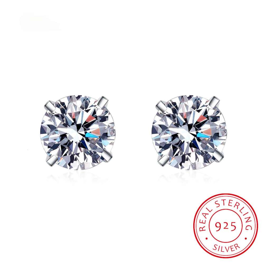 Charm Certified 2ct D Color Moissanite Studs Earrings for Women White Gold S Sterling Sier Brilliant Lab Dia Earring AA230311