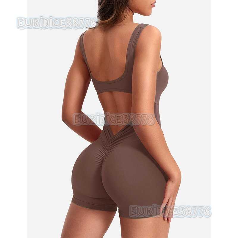Tight-fitting One-piece Yoga Suit for Women Hip-lifting Sports Fitness Beautiful Back Short-style Dance Running One-piece H250819