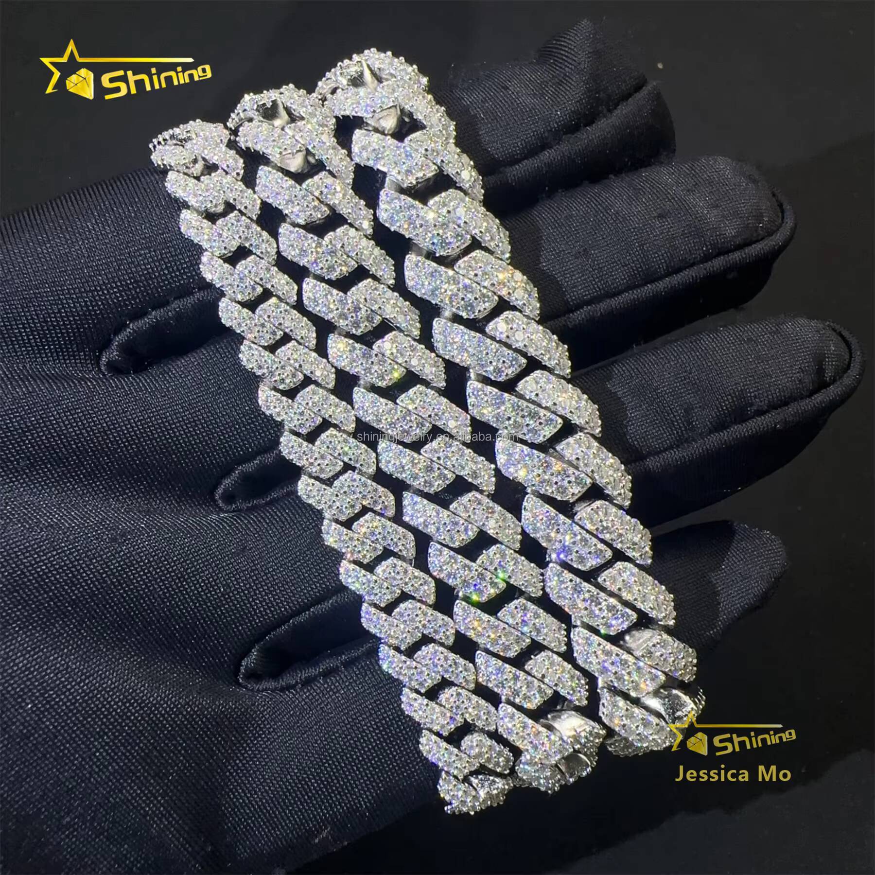 Hot Selling New Arrivals Hip Hop 8mm 10mm 12mm 2Rows Jewelry VVS1 Moissanite Diamond Iced Out S925 Silver Miami Cuban Bracelet