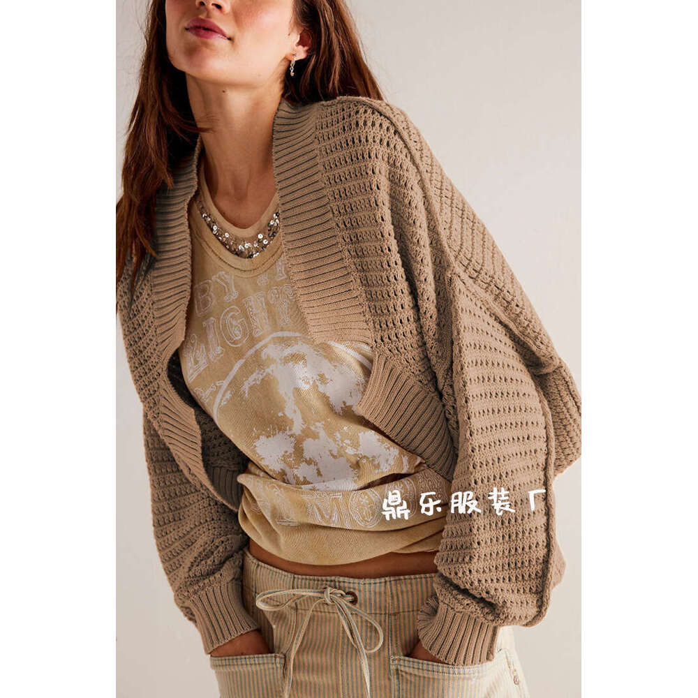 Autumn And Winter New Temu Fashion V-Neck Batwing Sleeve Knitted Cardigan Sweater Women's Clothing B5