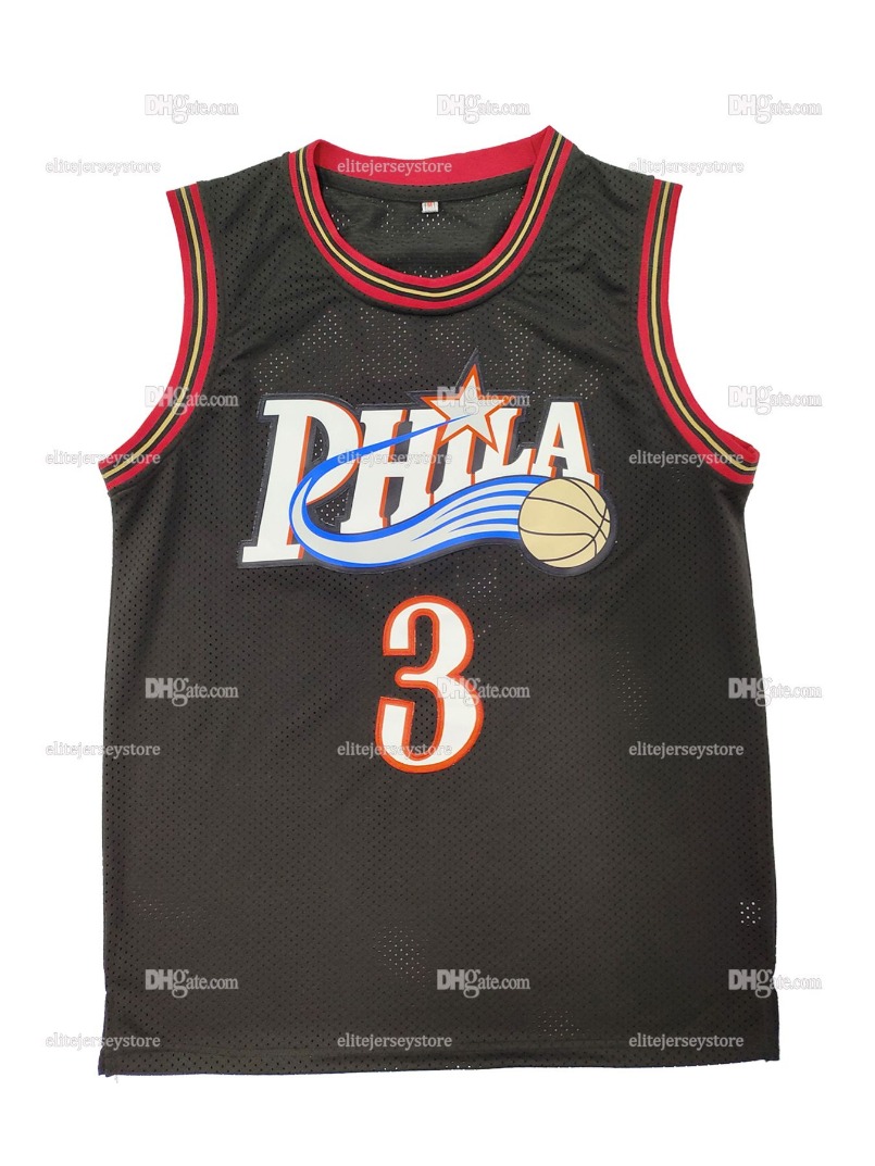 In Stock Basketball Jersey 3 Allen Iverson THROWBACK 100% Stitched Fast Shipping Embroidered Letter Number Design333