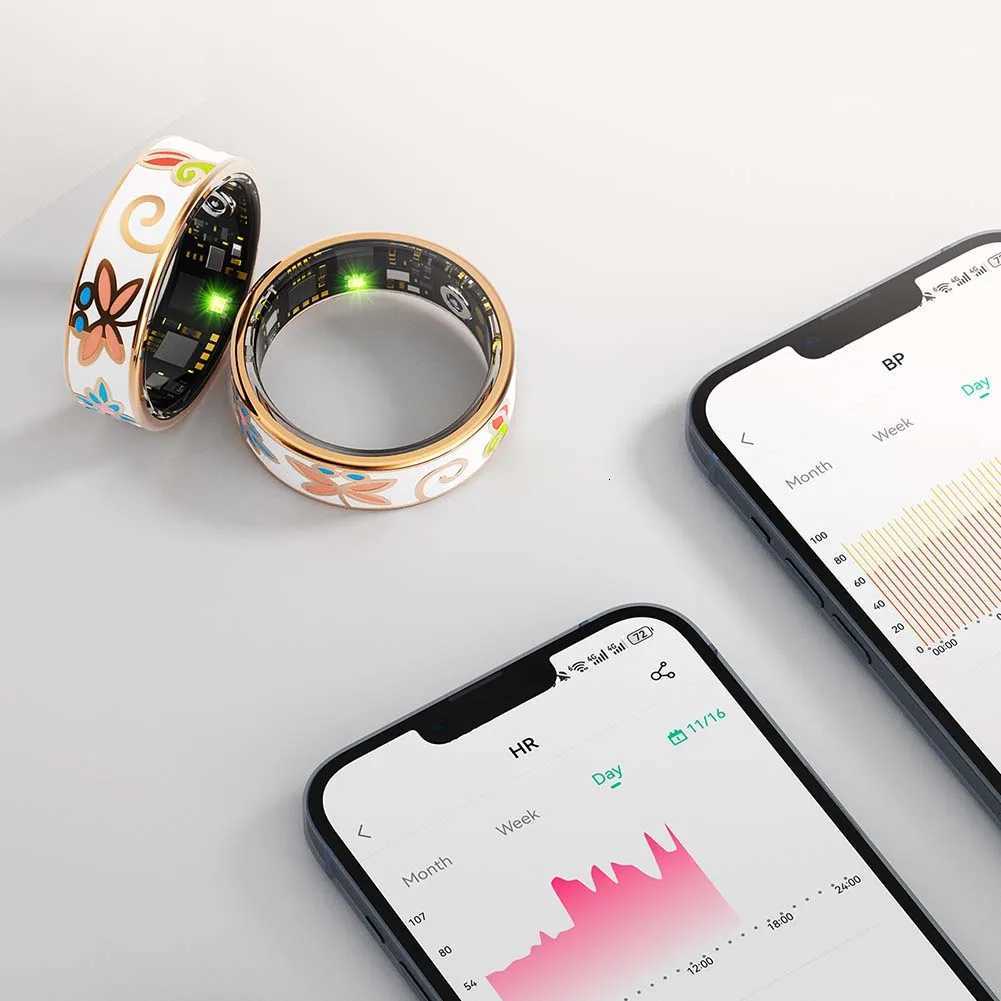 Color Enamels Craftsmanship Smart Ring Health Tracker Heart Rate SPO2/BP Sleep Monitoring Health Ring Fitness Tracker Ring W250819
