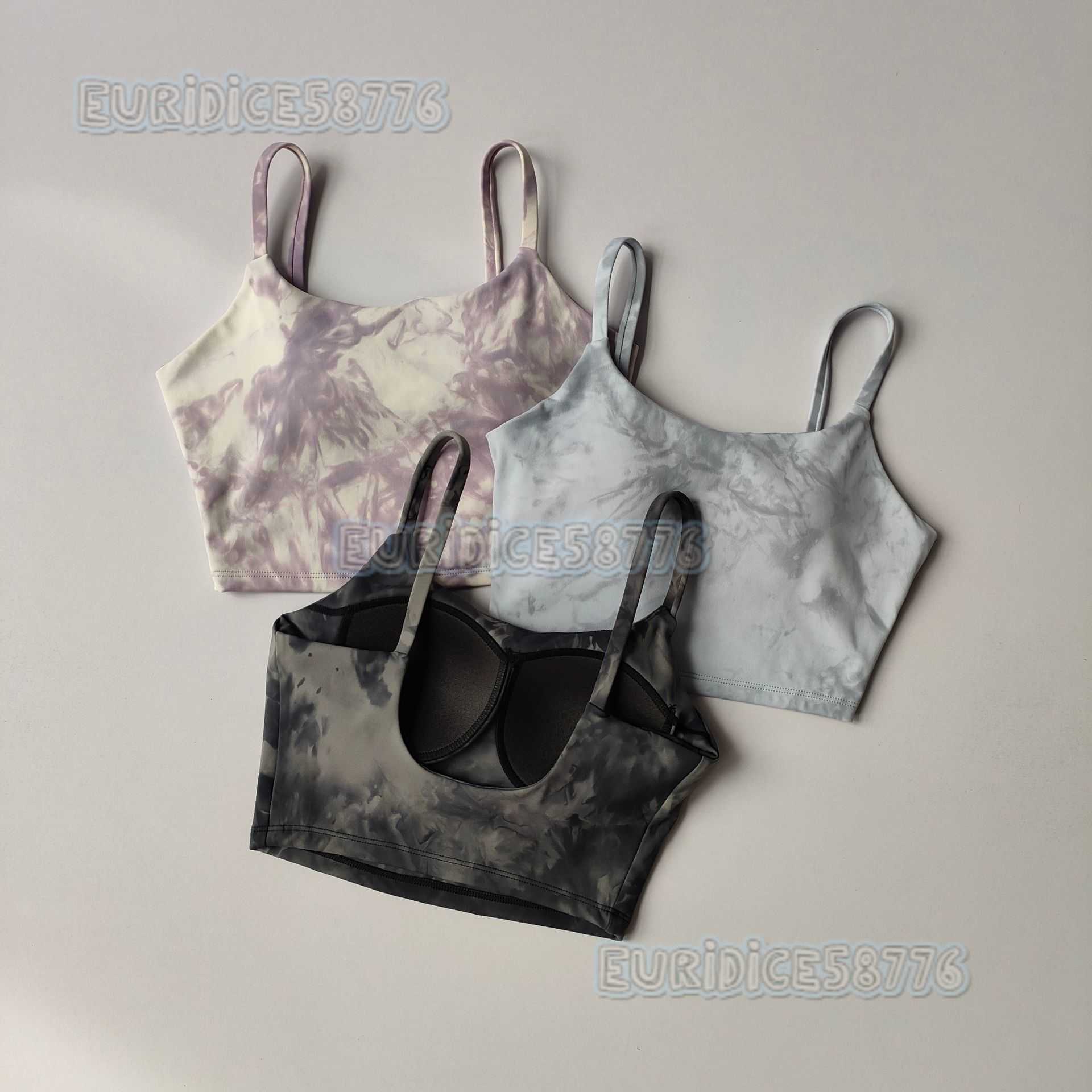High-quality Sports Bra for Women Tie-dye Thin Straps Beautiful Back Fitness Camisole Yoga Bra Vest for Summer H250819