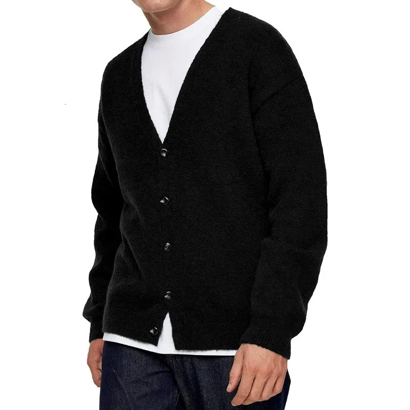 Mens Lightweight Cardigan Sweater SingleBreasted VNeck Knitted Cardigans Casual Long Sleeve Solid Outwear 250819
