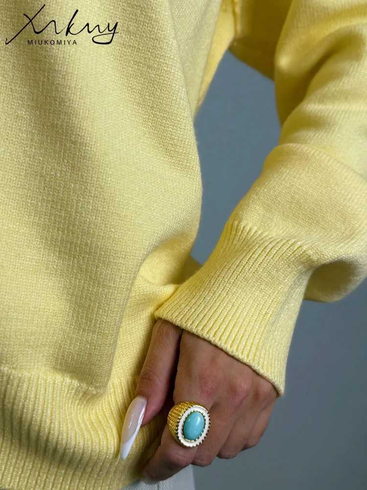 2025 Oversized Fall Yellow Sweaters for Women Brown Crewneck Sweater Top Ladies Office Warm Knitted Women Pullovers Winter Gray XJ250819