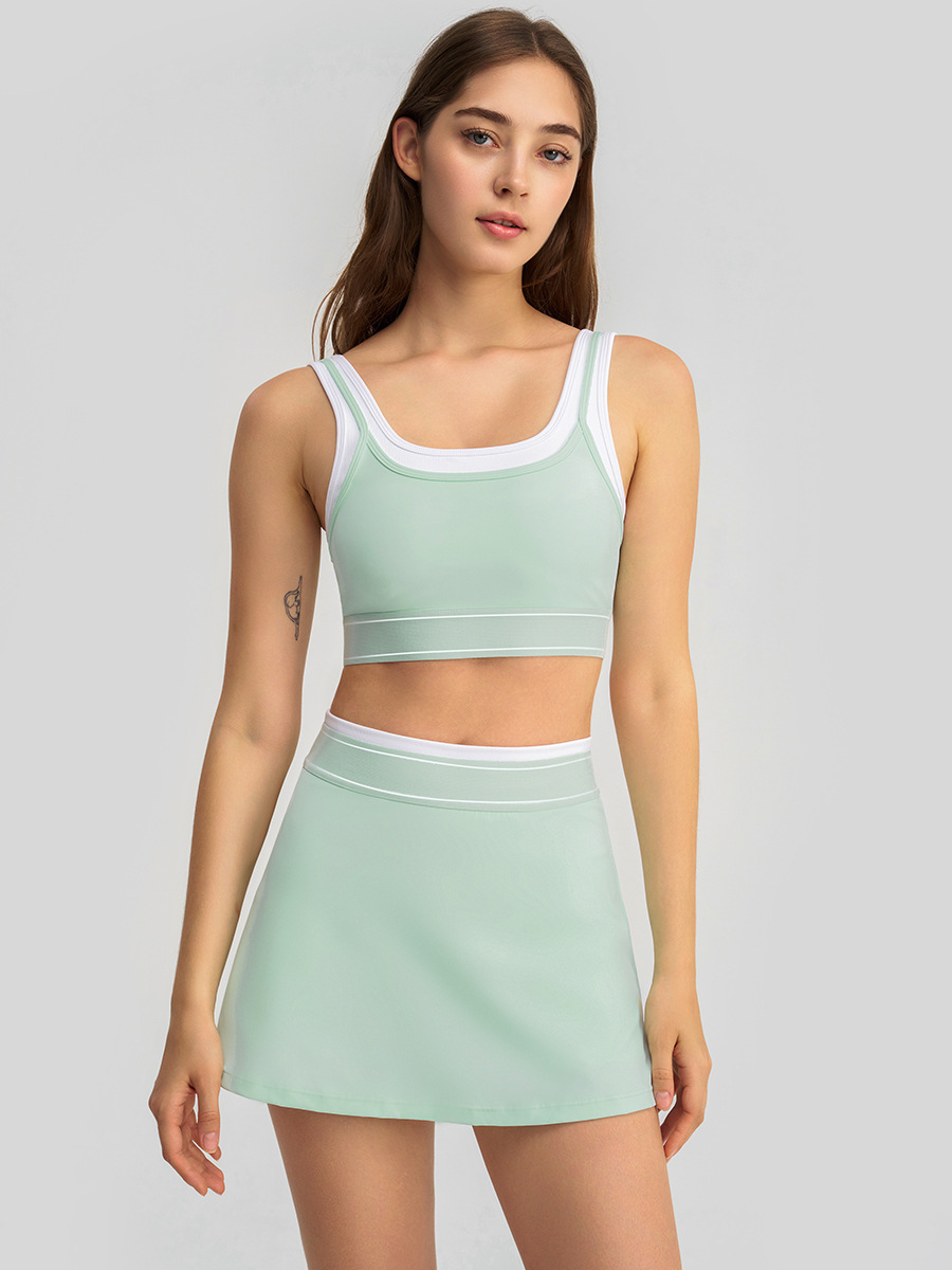 2026 New A1241 Womens Tracksuits Sets Women Gym Clothes 2 Piece Seamless Sports Set Fitness Workout Sportswear Bra And outdoor Tennis Skirt Contrastin