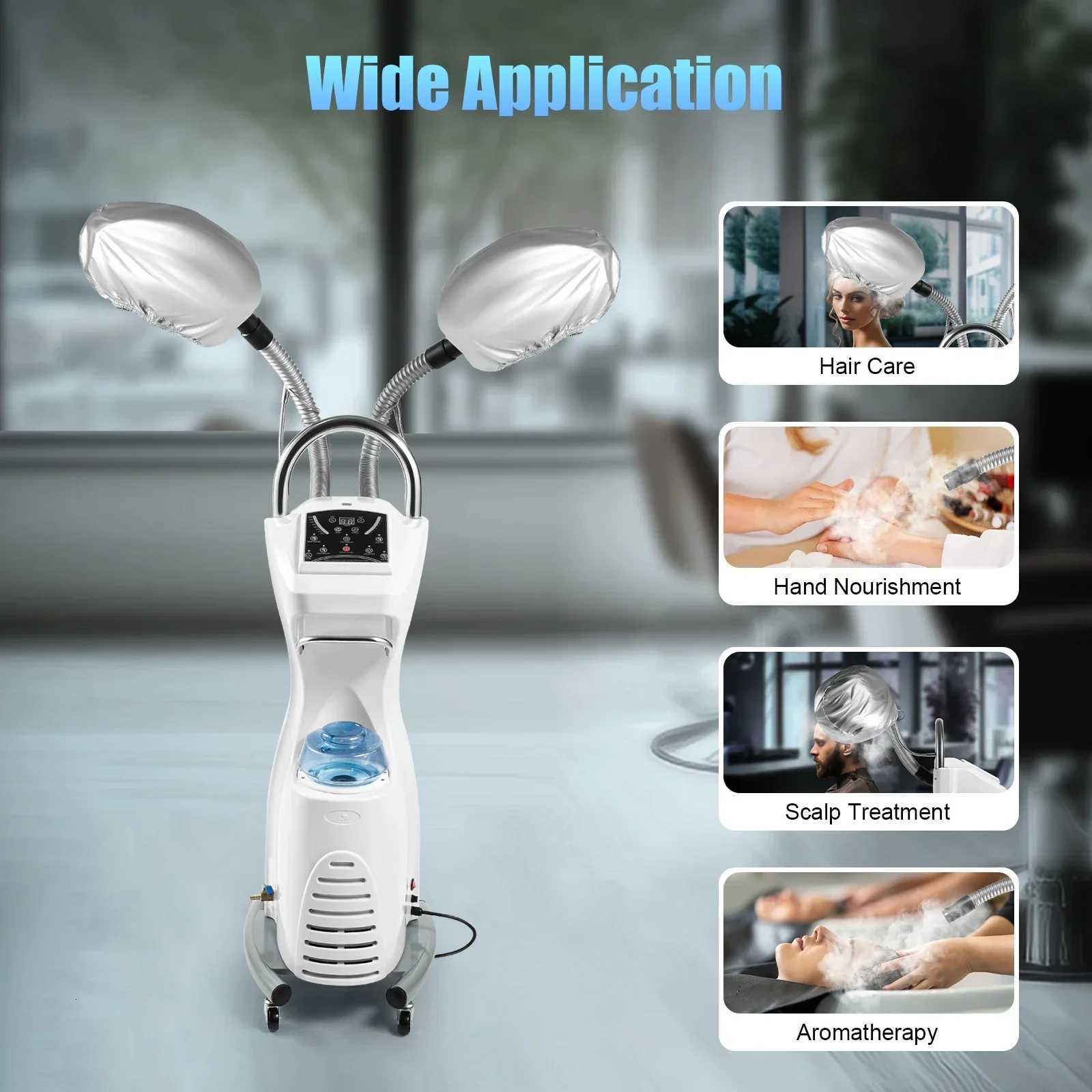 7in Professional Hair Steamer Freestanding Rotating Dryer with Wheels for Salon SPA Services Like Perming Dyeing Oil Treatments W250819