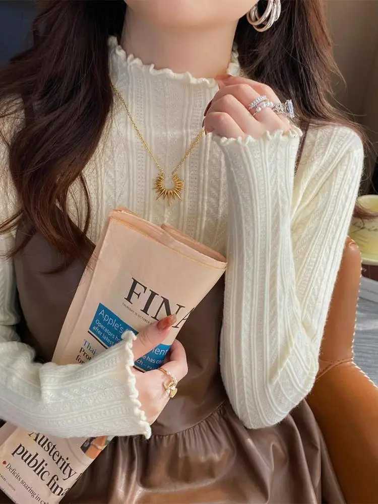 2025 Autumn Winter Warm Pullover Ruched Turtleneck Women Sweaters Slim Tops Knitted Sweater Jumper Soft Pull Fe XJ250819
