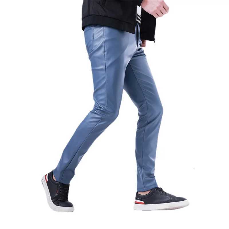 uth Male Chasual Leather Pants Fashion Men Bar KTV Performance Stage Pants Black Red Male Small Elastic Trousers W250819