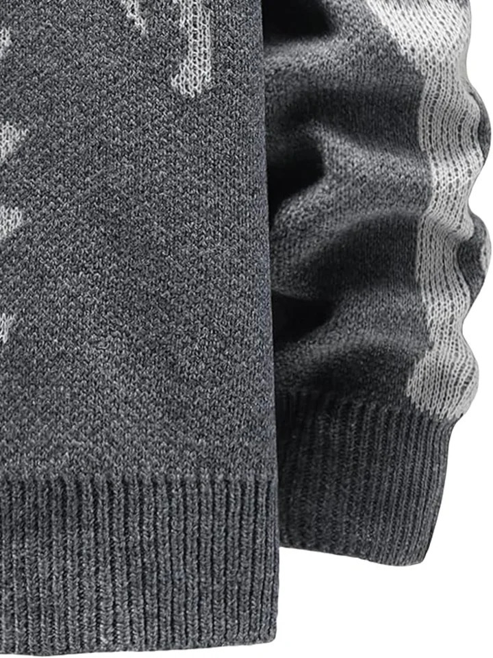 Mens Fashion Patterned Cardigan Sweater Long Sleeve Warm Knit Jacket 250819