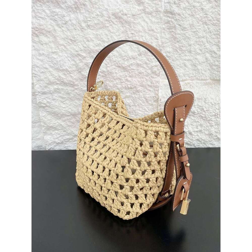 Faionable Summer Buet Women S Single Oulder Slant Cross Handbag Woven Rfia St Top Layer Cowhide Leather Beach Bag