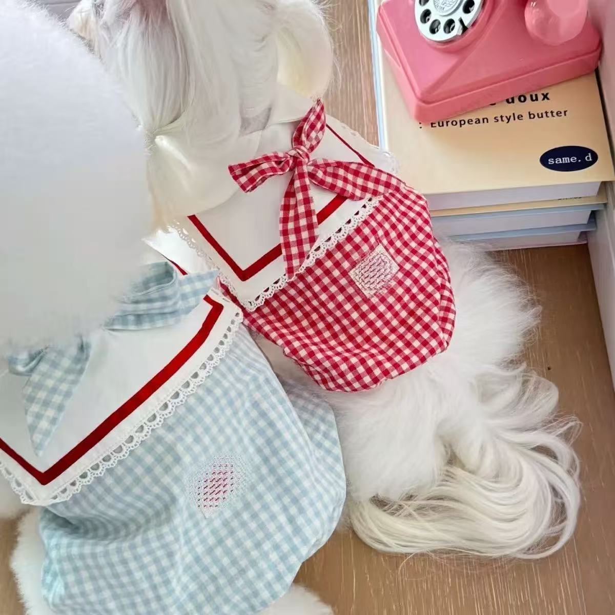 T979 New Korean Spring and Autumn Dog Star Pajamas Set Pet Pomeranian Home Clothes Hat Set