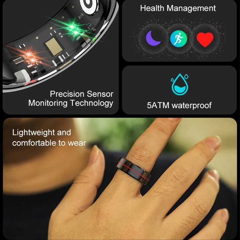 2025 R04 Smart Ring Men Women With Charging Case Health Sleep Monitor 5ATM Waterproof Smart Ring Multi-sport Mode Camera Control W250819