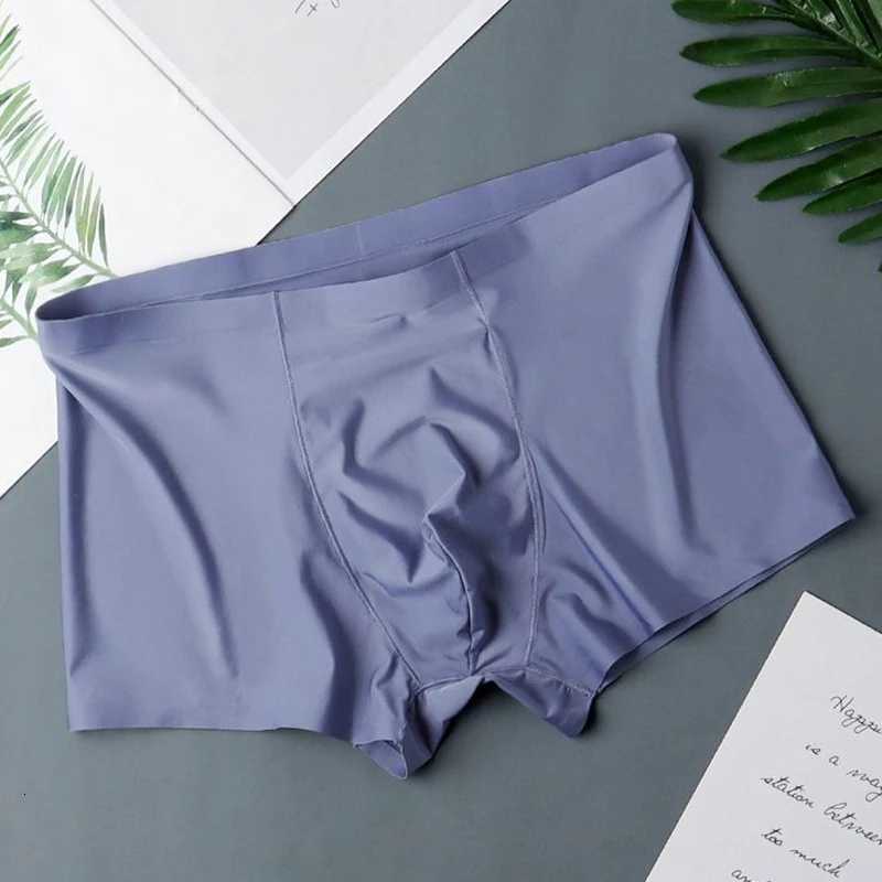4 Pcs/Lot Mens Ice Silk Sexy Seamless Ultra-thin Boxer Briefs Shorts Underwear Underpants Male Breathable Panties W250819