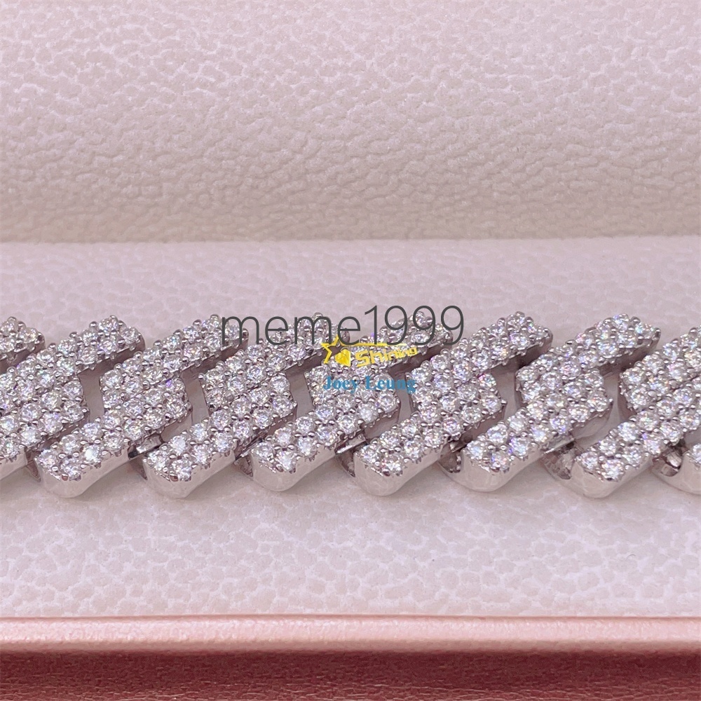 925 Sterling Silver Gold Plated VVS Moissanite Diamond Custom 15MM Iced Out Cuban Bracelet