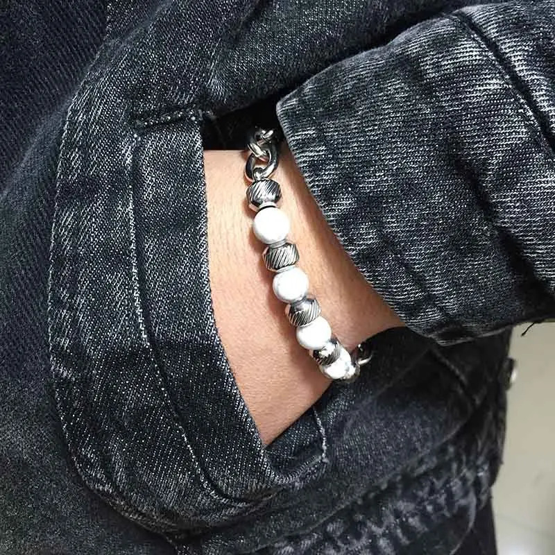 Trendy Mens Stainless Steel Bracelet 100% Real Natural Stone Beads Braslet Tiger eye Punk Link Chain Brazalete Gift For Him 250815