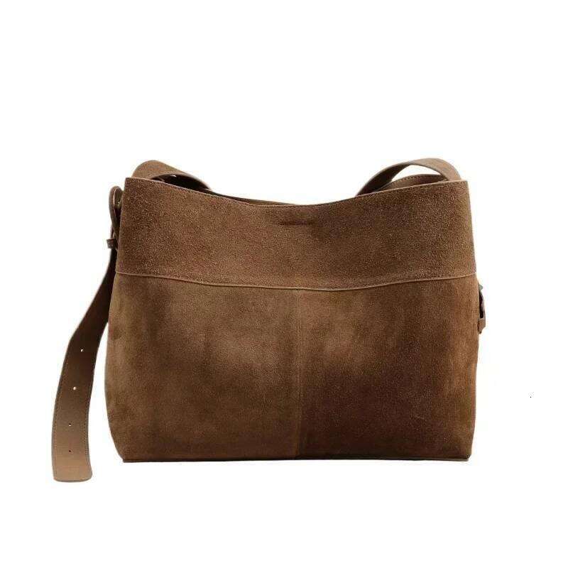 Designer Bags New Winter Matte Suede Cow Leather Women Tote Coffee Retro High-End Warm Color Female Shoulder Bag Huge Commute Travel Handbag Luxury Ba