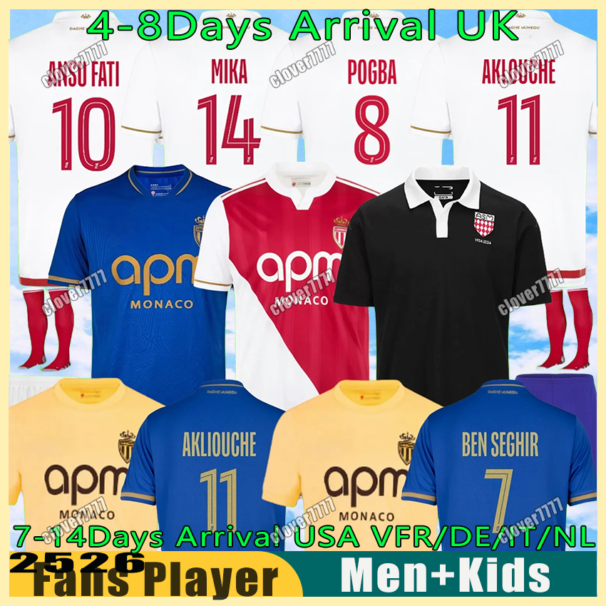 as monaco Home monacojersey maillot monaco AWAY THIRD footbal jersey players fan COULIBALY MIKA GOLOVIN 25 26 maillot de foot POGBA AKLIOUCHE Men kids football shirt