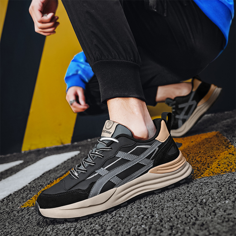 Summer trend, genuine leather soft sole dad shoes for men, 2025 new style, breathable and versatile sports leisure shoes